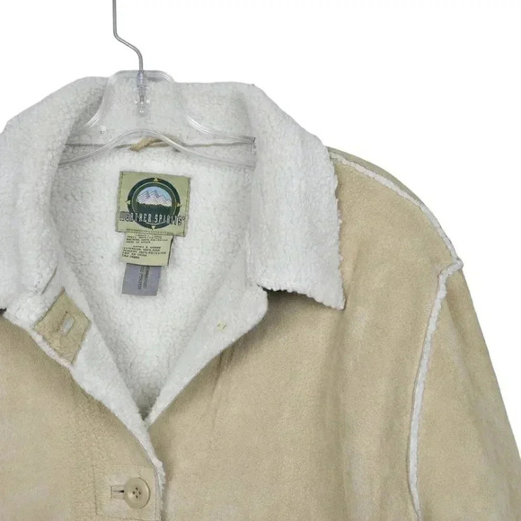 Vintage Weather Spirits Leather Shearling Sherpa Winter Jacket Coat Cream  Large - Picture 5 of 11